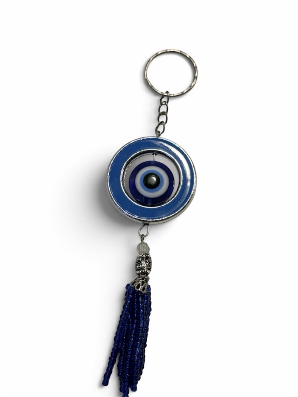 eye candy Blue Evil Eye Keychain with Beaded Tassel